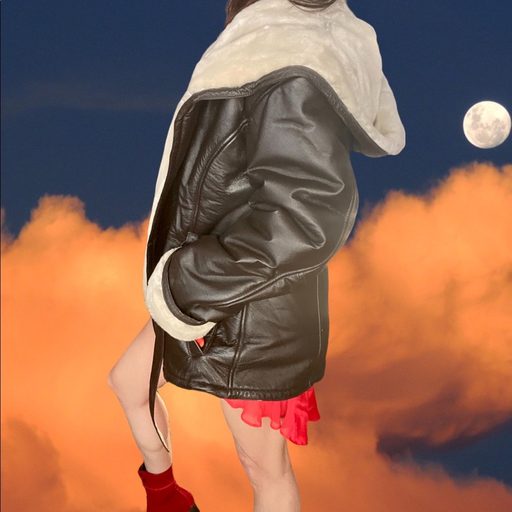 ❤️‍🔥FANTASTIC Vintage Wilsons Leather Faux Fur Lined Hooded Belted Winter Coat - Picture 7 of 14